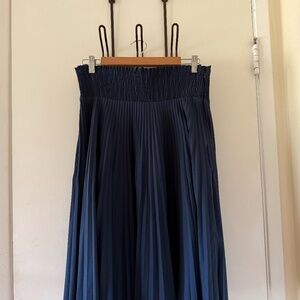 Prada Navy Pleated Midi Skirt